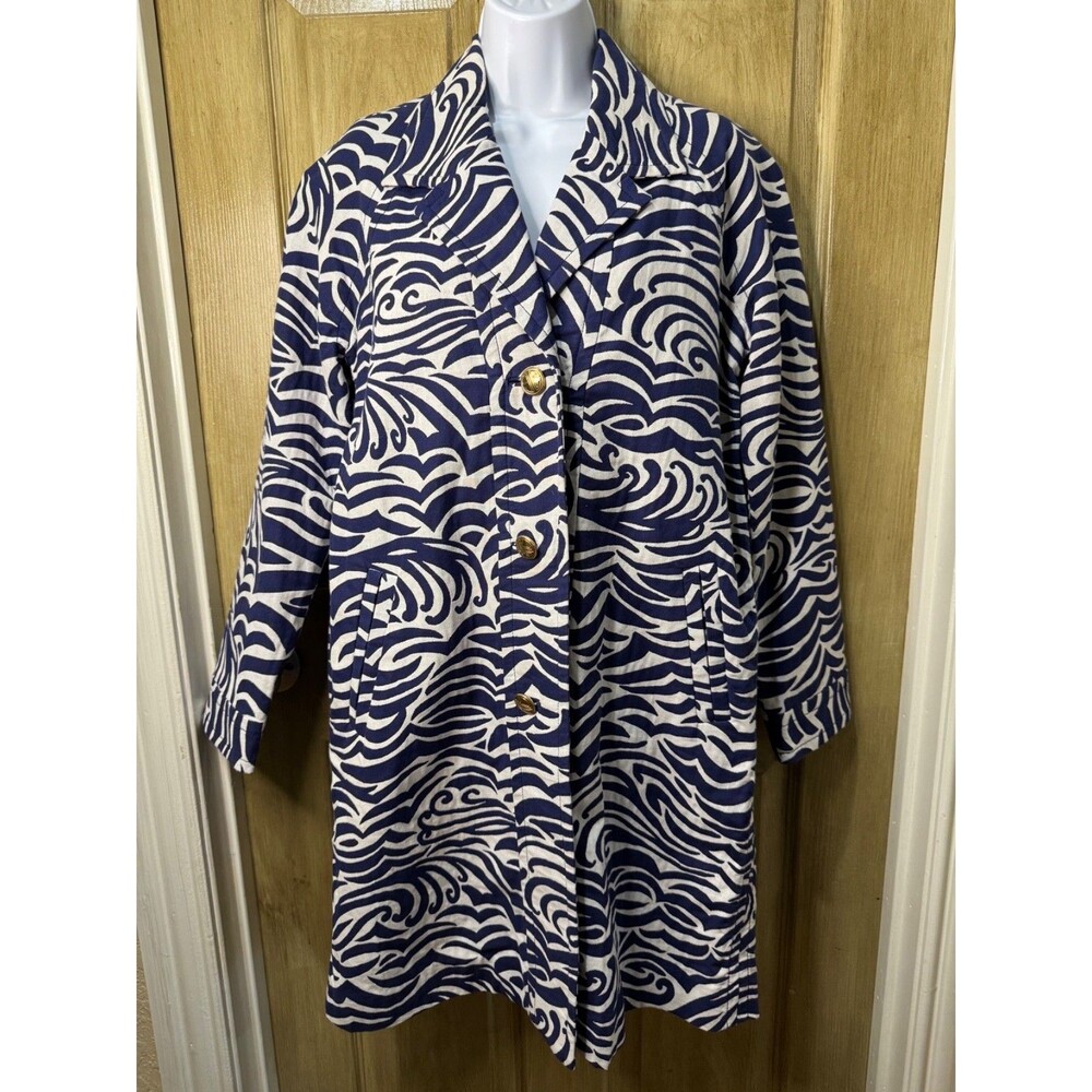 Lilly Pulitzer Women’s Dandi Trench Coat Blue White Small